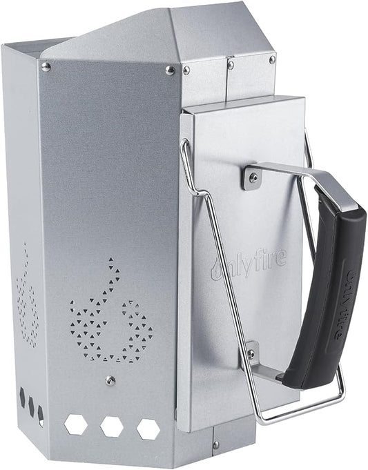 onlyfire BBQ Chimney Starter for Charcoal Grills and Barbecues, Charcoal Starter Barbecue Fire Starter with Heat Shield and Stay-Cool Handle, Outdoor Cooking Grill Tool Grilling Accessories