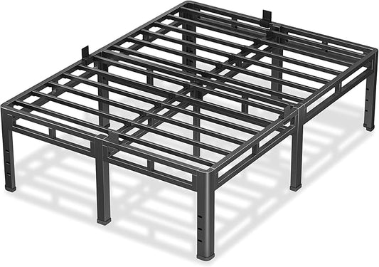NKZ 22 Inch Queen Size Bed Frame, Metal Bed Frame & Box Spring 2 in 1 Platform with Round Corner Legs, 4000Lbs Heavy Duty Metal Frame, Mattress Slide Stopper, Headboard Hole, Noise-Free, Easy Assembly