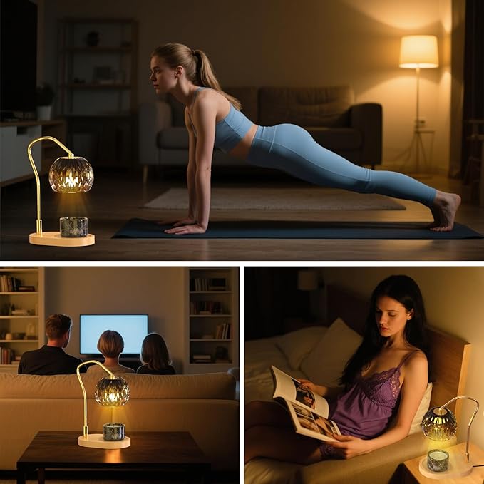 Candle Warmer Lamp with Timer & 4-Level Dimmer, Electric Wax Warmer for Jar Candles, Black Home Decor with 2 Bulbs, Gift for Women, Men, Housewarming