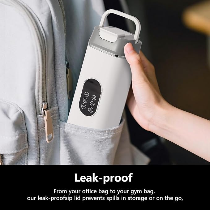 Portable Personal Blender with 12 Stainless Steel Blades – USB Rechargeable for Smoothie Shakes,14 Oz/420ML Cup and Extra Handle Lid, for Travel Sports Gym (White)