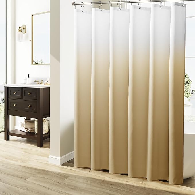 Naturoom Gold Yellow Shower Curtains for Bathroom,Ombre Cloth Fabric Shower Curtain Set with 12 Hooks Denim Blue Bathroom Decor 72 x 72