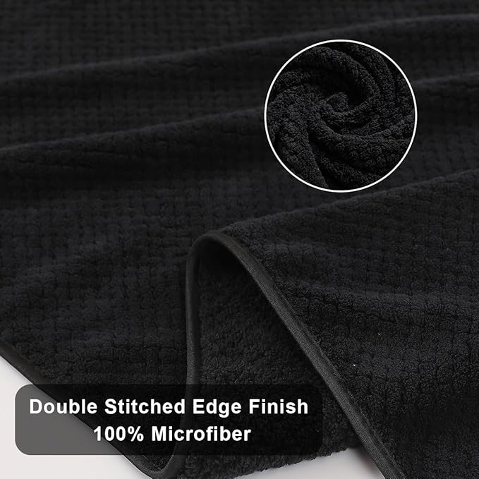 8-Piece Black Bath Towels Set,2 Oversized Large Bath Towels Sheet,2 Hand Towels and 4 Washcloths - 600 GSM Soft Luxury Towel Set,Highly Absorbent Quick Dry Towel Collection for Bathroom,Hotel and Spa