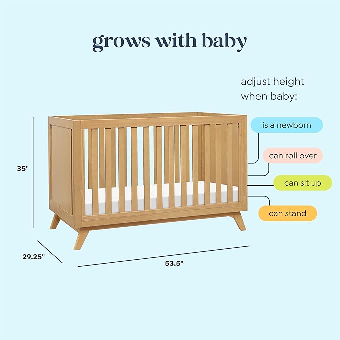 DaVinci Otto 3-in-1 Convertible Baby Crib - GREENGUARD Gold Certified Wooden Convertible Crib to Toddler Bed & Daybed - Baby Bed with 4 Adjustable Mattress Heights & Easy to Assemble - Honey