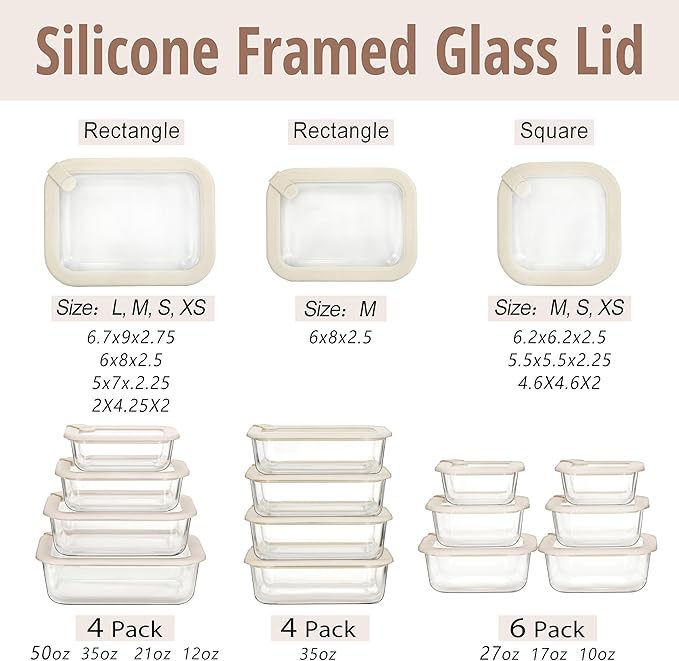 Urban Green Glass Food Storage Containers with Glass Lids, Microwave Safe Food Container Set, Aitight Meal Prep Container Set, LeakProof, 100% Plastic Free, 4 Pack