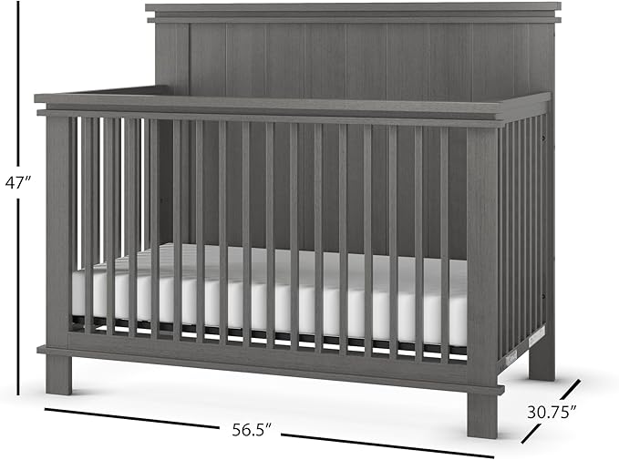 Child Craft Denman 4-in-1 Convertible Crib, Baby Crib Converts to Day Bed, Toddler Bed and Full Size Bed, 3 Adjustable Mattress Positions, Non-Toxic, Baby Safe Finish (Midnight Gray)