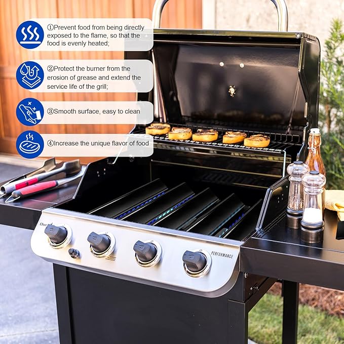 GGC 17.5 inch Flavorizer Bar for Weber Genesis 300 Series Genesis E310 E320 E330 S310 S320 S330 EP-310 EP-320 EP-330, Porcelain-enameled Flavor Bar Replacement for Weber 7620, 5 PCS