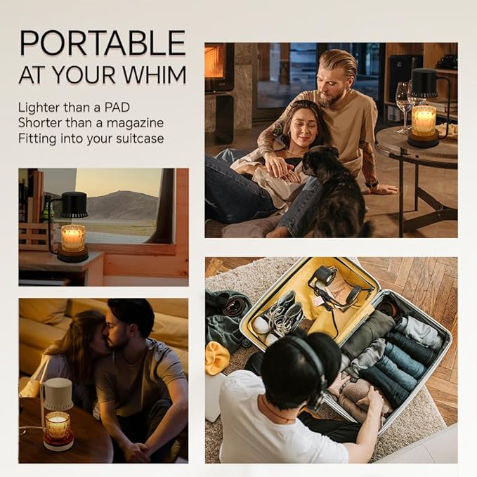 Candle Warmer Lamp with Timer 50W Dimmable Warming Light for Jar Candles Adjustable with Coasters Modern Metal Black Wax Melt Lamp Housewarming Gift Ideas Zen SPA Yoga Gift for Women Mother Birthday