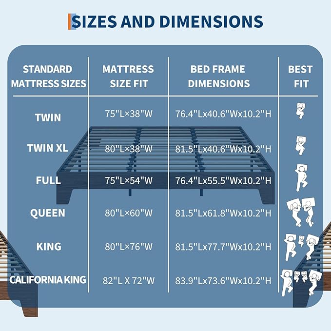 Garvee Wood Platform Bed Frame, King Size Bed Frame, Wood Slat Support, No Box Spring Needed, Easy Assembly, Noise-Free Design, Underbed Space for Storage