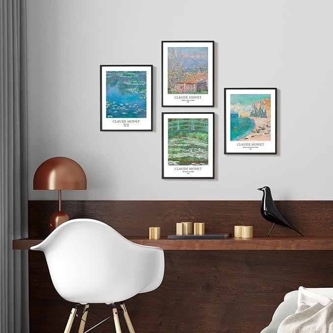EVOLE HOME - Claude Monet Giclée Art Print Set of 4 Unframed 11x14 Inch Impressions on Premium Matte Art Paper for Home or Office Decor