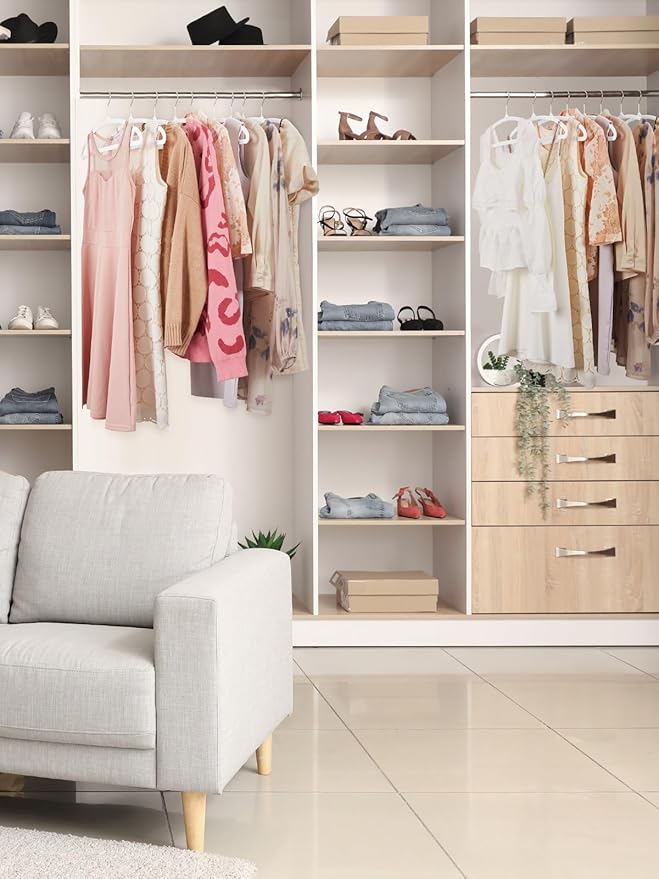 HOUSE DAY White Velvet Hangers 20 Pack, Luxury Non Slip Felt Hangers, Space Saving White Clothes Hanger Heavy Duty, No Shoulder Bump Focked Hanger with 360° Swivel Hook for Closet