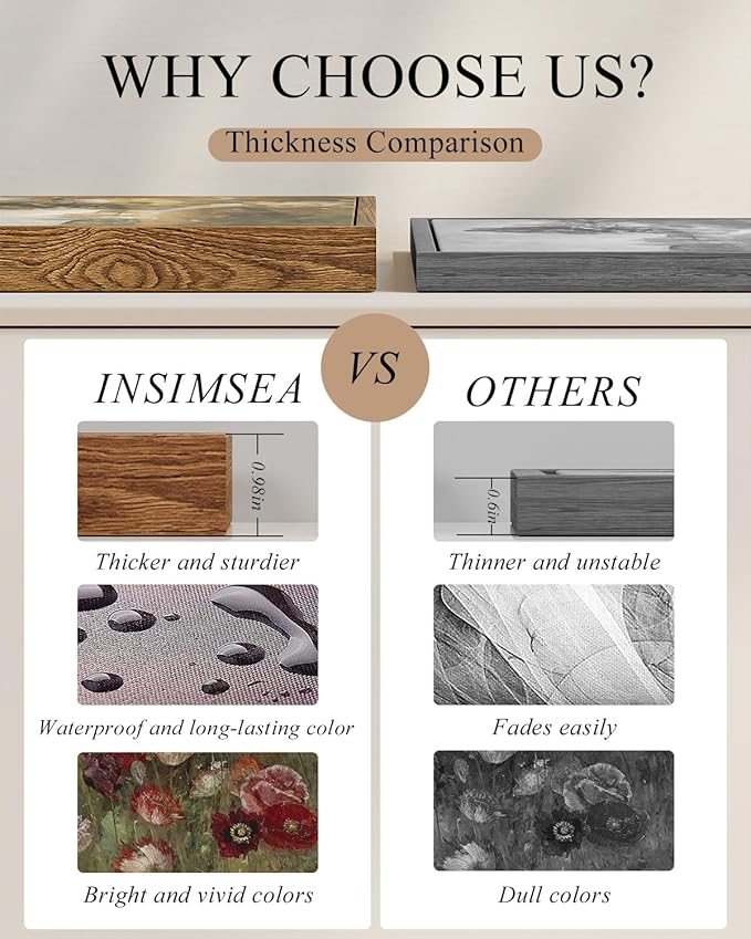 InSimSea Square Framed Canvas Wall Art, Vintage Village Paintings, Rustic Scenery Wall Pictures for Bedroom Bathroom Living Room, Canvas Prints Artwork, Home Retro Decor 16"x16"