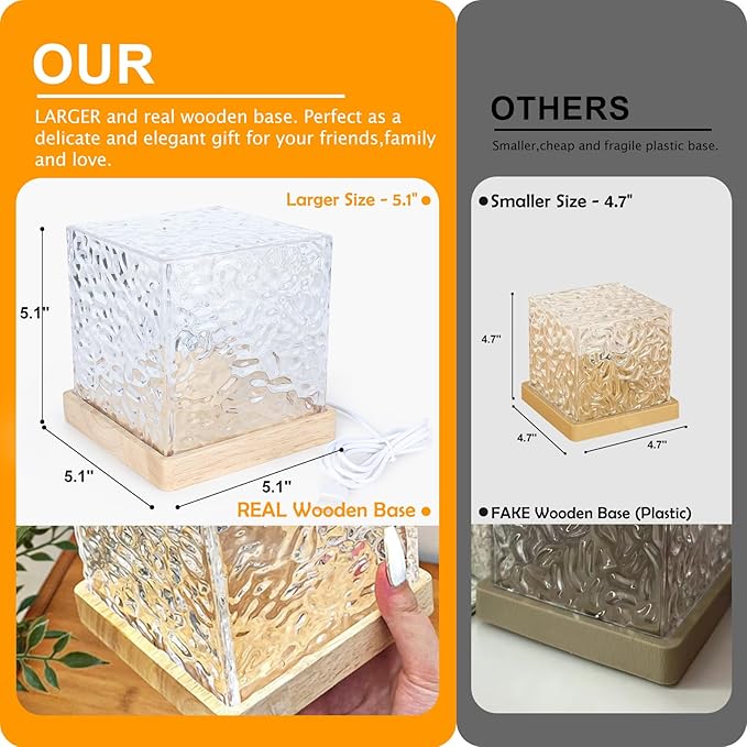 2 Packs Corded Lava Lamp with 2 Charger Adapters,Ocean Lamp Ocean Wave Projector Light Northern Lights Aurora Cube with 16 Colors and Dynamic Ripple Effect for Living Room Bedroom Decor - 5.1"