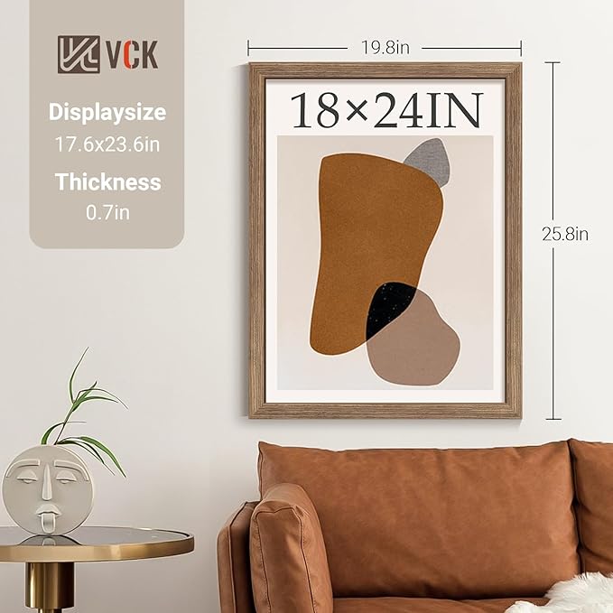 VCK 18x24 Poster Frame Set of 4 - Walnut, Gallery-Quality Wood Picture Frames, 1.1-Inch Wide Border, Polished Plexiglass, Vertical or Horizontal Wall Display for Photo/Art/Prints, Walnut