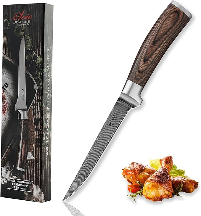 Wakoli EDIB Big Master Knife Foot Knife 14.5 cm blade 67 layers of real Big Master steel with Pakka wood handle I Premium Big Master Kitchen Knife and Cooking knife gift wrap