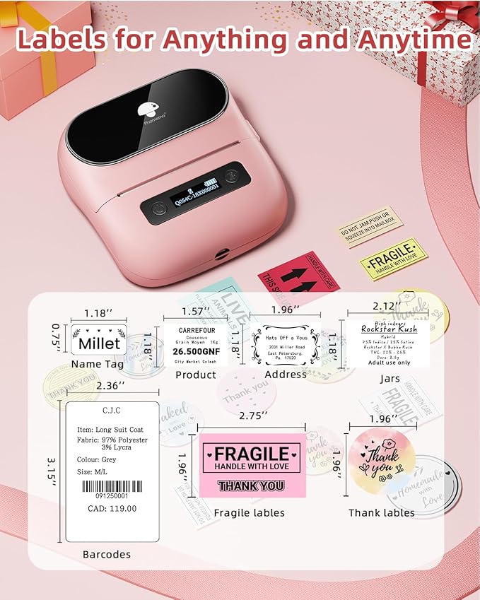 Phomemo M220 Bluetooth Label Maker Machine,Label Printer for Small Business, Office, Home & School, Portable Label Maker with 700+ Templates,400+ Fonts,6000+ Icons, Compatible with Phone, PC