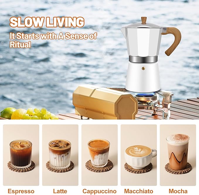9 Cup Aluminum Espresso Stovetop Moka Pot Express Coffee Maker Percolator Italian Classic Mocha Coffee Machine for Italian and Cuban Cafe Brewing for Home & Camping 450ml 15oz