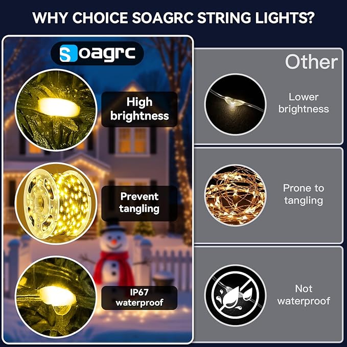 Outdoor Christmas Lights, 400LEDs 131FT Christmas Tree String Lights, IP67 Waterproof 8 Modes Warm White Holiday Lights with Remote for House Yard Xmas Decorations