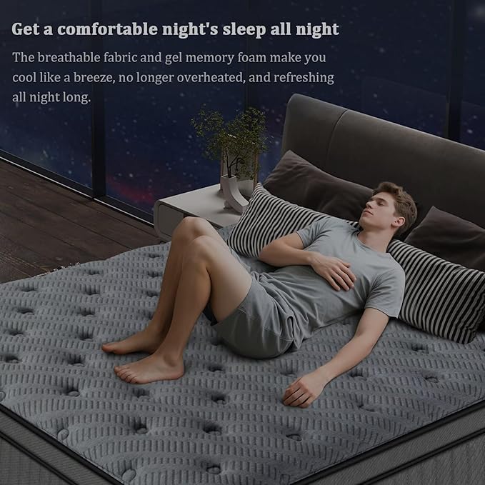 inight King Mattress, 12 Inch Upgrade Individual Pocket Springs King Hybrid Mattress in a Box, Memory Foam for Pressure Relief, Durable Edge Support King Size mattress, Medium Firm, Breathable Comfort