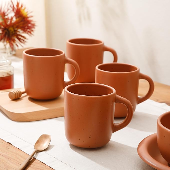 Bloomhouse Corsica Clay 4 Piece Mug Set - Burnt Apricot Terracotta