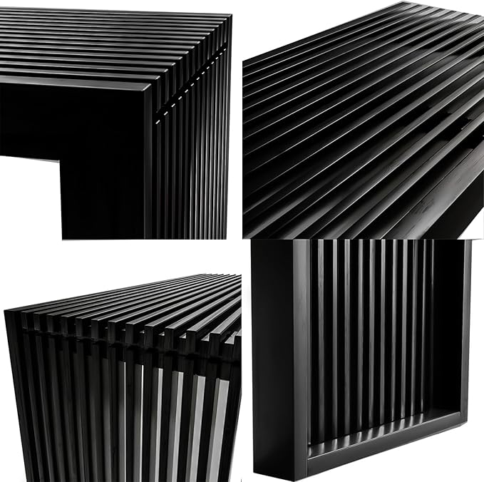 Bamboo Dining Bench Indoor Small Benches Entryway Shoe Rack Benchs,Outdoor Modern Wood Benches 17 Inch Bamboo Bench for Living Room Hallway Bedroom Bathroom Black Small