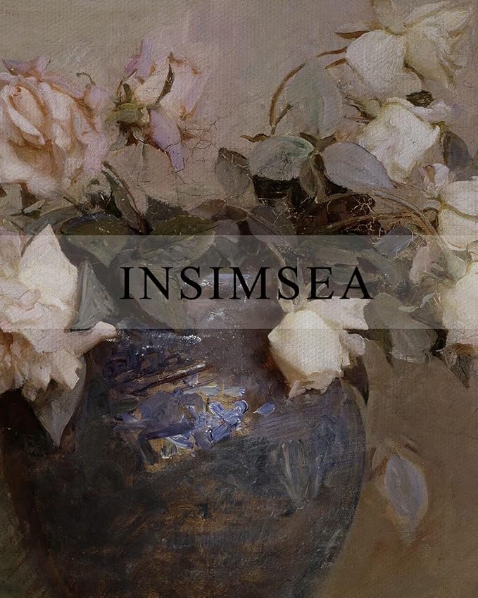 InSimSea Framed Canvas Wall Art Vintage Decor, Room Decor Large Artwork for Wall Roses Floral Paintings Framed Wall Art Prints for Office Kitchen Bathroom Decor, 16"x24"