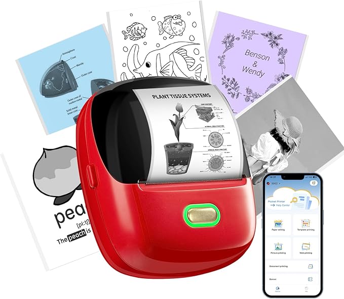 ORGSTA S002 Sticker Printer - Mini Printer Portable Thermal Sticker Maker, Bluetooth Print Pod Inkless Label Maker for Photos, Journal, Receipts, DIY Creation