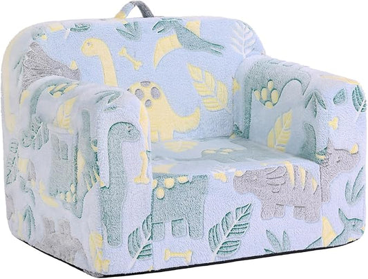Toddler Chair Plush Kids Couch, Comfy Glow in The Dark Armchair with Removable and Washable Cover Carrying Handle Kids Sofa, Convertible Reading Chair Toddler Couch for Girls and Boys