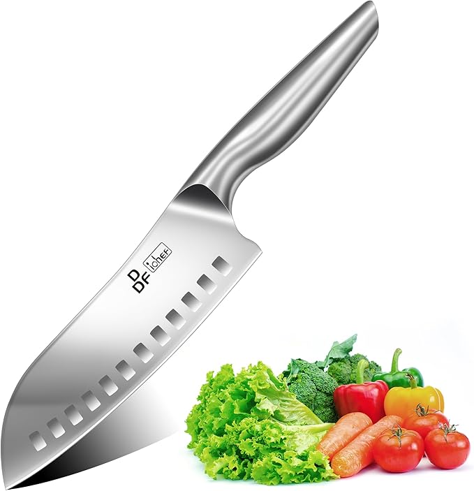 DDF iohEF Kitchen Knife, Chef's Knife In Japanese Stainless Steel Professional Santoku Cooking Knife, 7 Inch Non-slip Ultra Sharp Knife with Ergonomic Handle