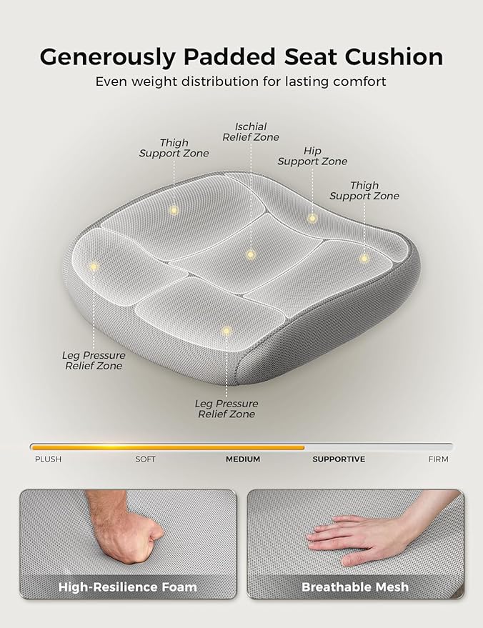 Office Chair, Mesh Ergonomic Desk Chairs, Lumbar Support, Adjustable Height, Flip-up Armrests, Swivel Function and Smooth-Rolling Wheels for Home, Office and Gaming (Gray)