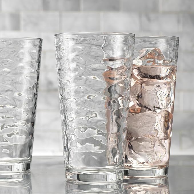 Glaver's Drinking Glasses Set of 10 Highball Glass Cups, 17 Oz Cooler Glassware. Home and Bar Everyday Basic Drinkware Elegant Kitchen Glasses for Water, Juice, Cocktails, Iced Tea.