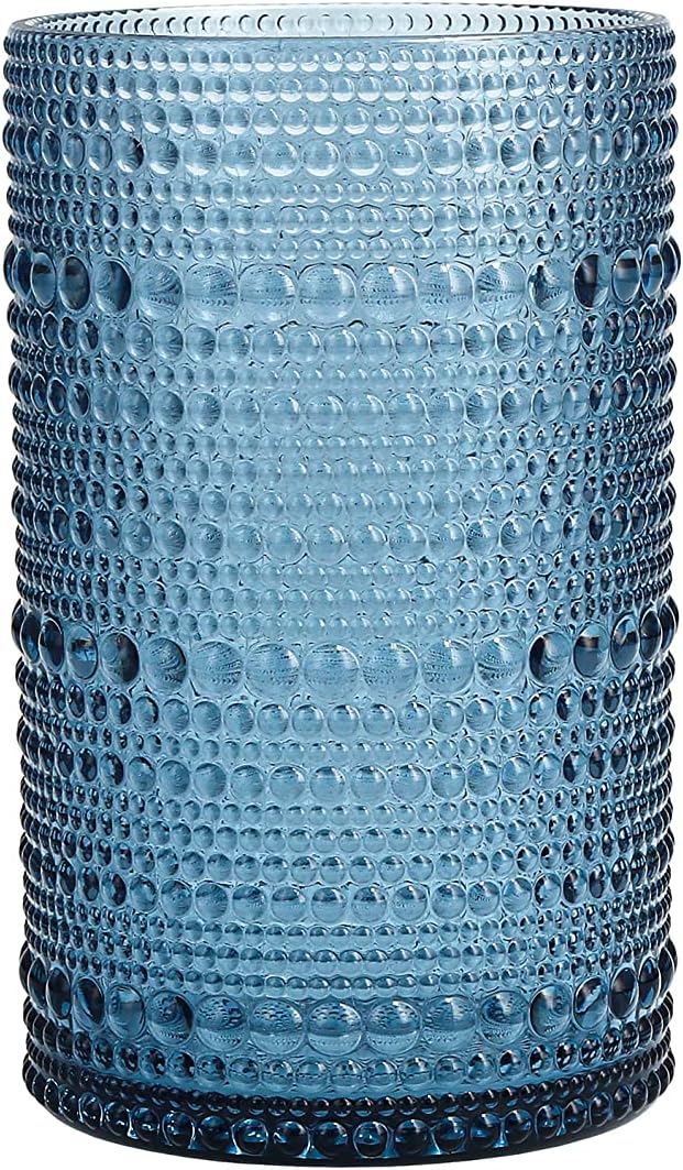 Fortessa Orbetto Outdoor Hobnail Plastic Drinkware Collection, Iced Beverage Cocktail Glass 4 Pack, 13 Ounce, Cornflower Blue