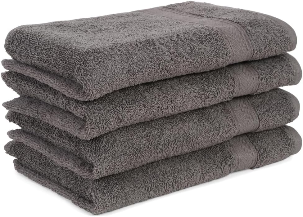 Casa Lino 4 Pack Hand Towels for Bathroom, 18"x28", 100% Cotton, Ultra Soft & Highly Absorbent, Premium Luxury Towels for Gym, Shower, Hotel, New Apartment Essentials, Charcoal