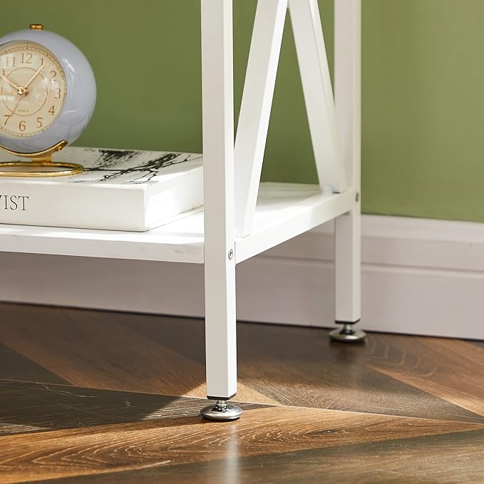 VECELO Nightstand,Modern Bedside End Table, Night Stand with Drawer and Storage Shelf for Living Room Bedroom, Industrial Metal Frame