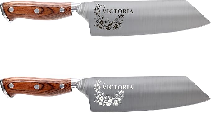 Shape28 Personalized Kitchen 7 Inch Professional Culinary Knife - Customize Chopping, Mincing, Slicing and Dicing, Meat - High Carbon Steel with Gift Box and Blade Cover