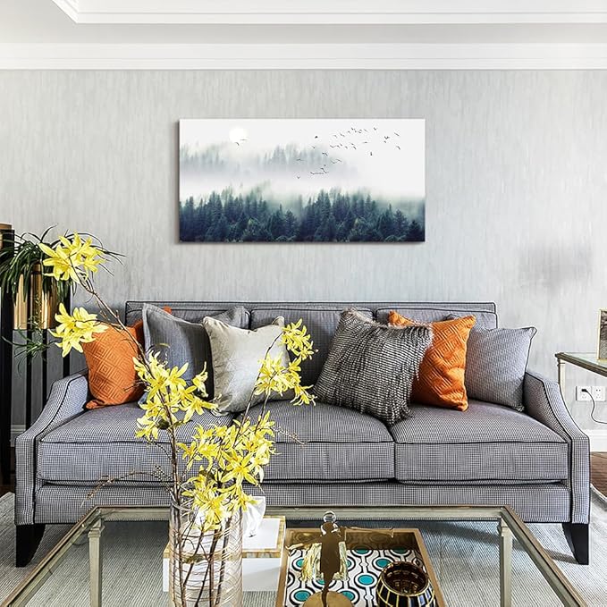 MHARTK66 Ethereal Landscape Mountain landscape painting-Canvas Wall Art for Living Room - Bedroom Wall decor-Modern Home Decor office wall decorations Stretched and Framed Ready to Hang 20" x 40"inch