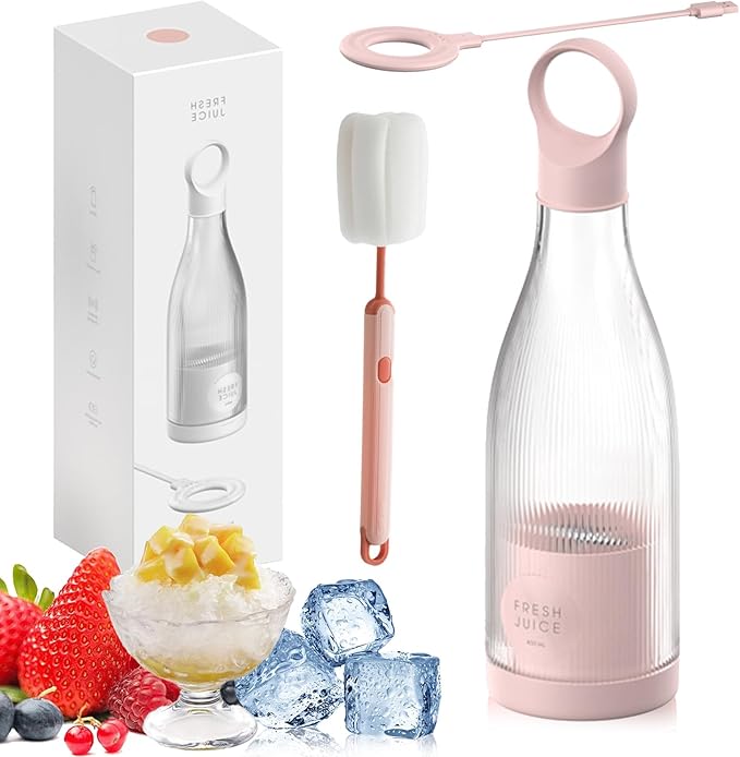 JuiceNGobrand - JuiceNGo Portable Blender, Cordless Juice N Go Portable Blender for Smoothies, Smoothie Blenders with Stainless Steel Blades for Shakes and Smoothies (Pink-A)