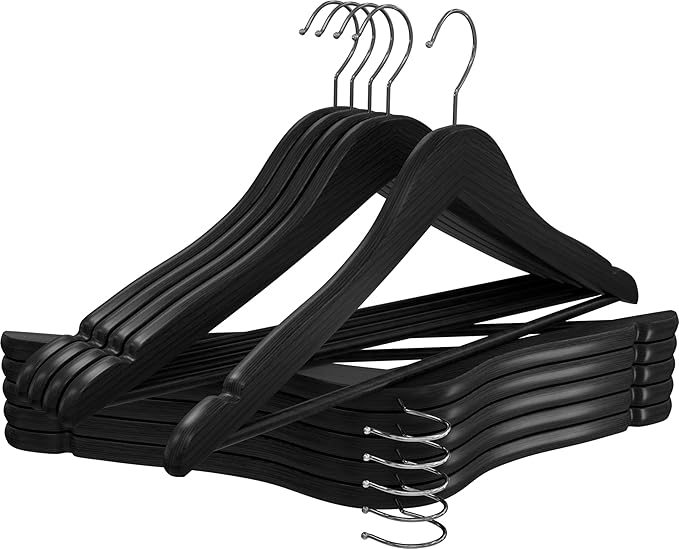 Utopia Home Premium Wooden Hangers 90 Pack - Durable & Slim Coat Hanger - Suit Hanger with 360-Degree Rotatable Hook - Wood Hangers with Shoulder Grooves (Black Color)
