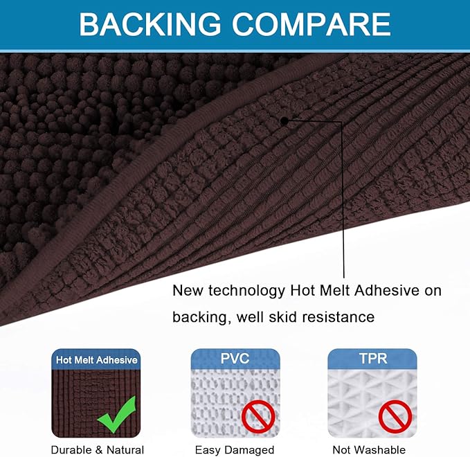 H.VERSAILTEX Bathroom Rugs Bath Mat Runner Rug Non Slip Kitchen Rug Extra Long Bath Rug Runners Oversized 59" x 20" Absorbent Washable Dry Fast Plush Area Rug for Bathroom/Bedroom - Chocolate