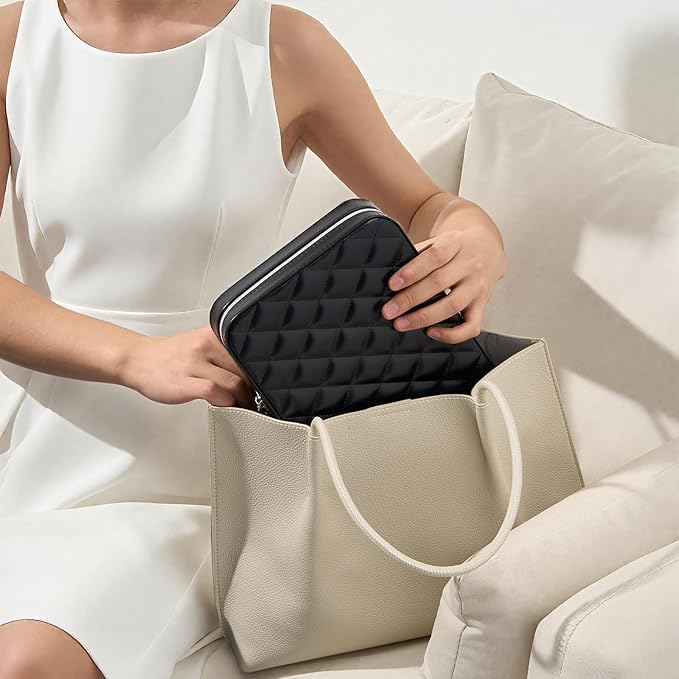 Lolalet Travel Jewelry Case for Women, Travel Jewelry Organizer Box with Mirror & Clear Storage Bag, Small Portable Traveling Earring Necklace Bracelet Ring Case, Bridesmaid Gifts -Large, Black