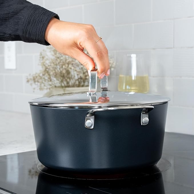 Alva Maestro 6-Piece Nonstick Ceramic Cookware Set – Toxin-Free, Scratch-Resistant, Induction Compatible – Even-Heat Aluminum Base – Oven & Dishwasher Safe – Healthy Nonstick for Everyday Cooking