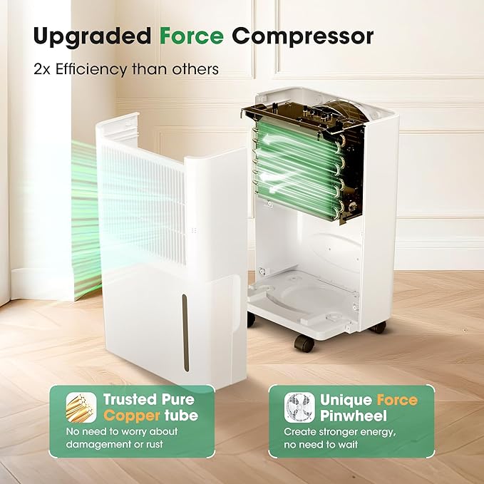 2,500 Sq.Ft Dehumidifier with Drain Hose, 30 Pints Dehumidifiers for Basement Bedroom Bathroom Large Room Home – Smart Humidity Control, 3 Modes, Dry Clothes, 24H-Timer, Auto Defrost