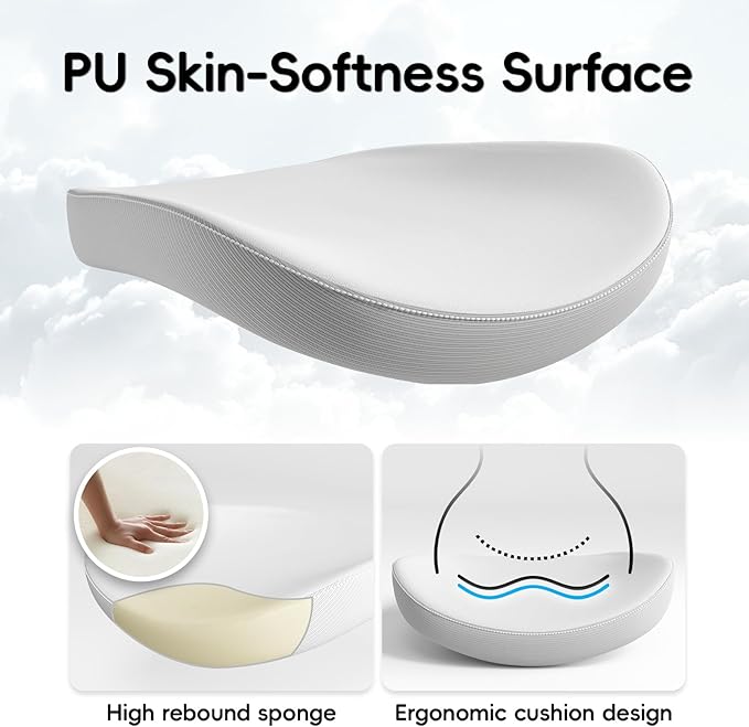 Home Office Ergonomic Chair-Computer PU Leather X-Shaped Desk Chair-Gaming Chair with Adjustable Flip-up Armrests Lumbar Support Mesh Executive Chair for Long Hours Office (White)