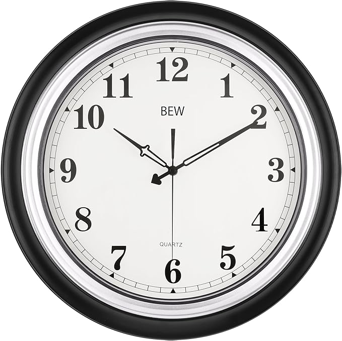 Black Wall Clocks, 18 in Large Wall Clocks Battery Operated, Retro Anolog Silent Vintage Decorative Wall Clock for Kitchen, Bathroom, Bedroom, Office, Living Room Decor-Black Silver