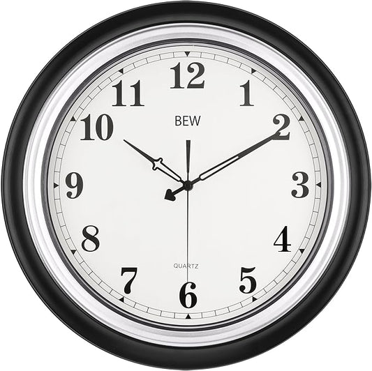 Black Wall Clocks, 18 in Large Wall Clocks Battery Operated, Retro Anolog Silent Vintage Decorative Wall Clock for Kitchen, Bathroom, Bedroom, Office, Living Room Decor-Black Silver