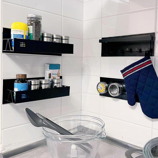 3 Pack Magnetic Spice Racks, Wall-mounted Kitchen Storage Shelves,Organizer for Kitchen Storage.