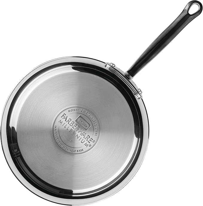 Farberware Millennium Stainless Steel Nonstick Cookware Set, 10-Piece Pot and Pan Set, Stainless Steel