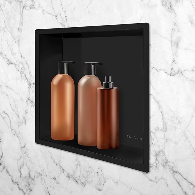 Shower Niche Lightweight Stainless Steel Easy Install Tile Needed Wall Niche Recessed Shower Shelf for Bathroom Storage (Matte Black, 13"x13")