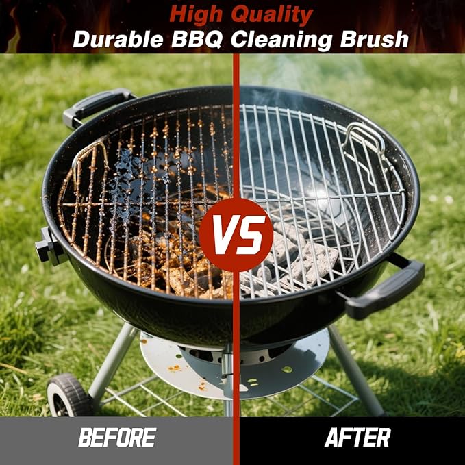 Professional Grill Brush and Scraper Kit - Heavy Duty BBQ Grill Cleaner Brush with Stainless Steel Scrubber, Outdoor Grill Cleaning Tools for Home, Restaurant & Commercial Use