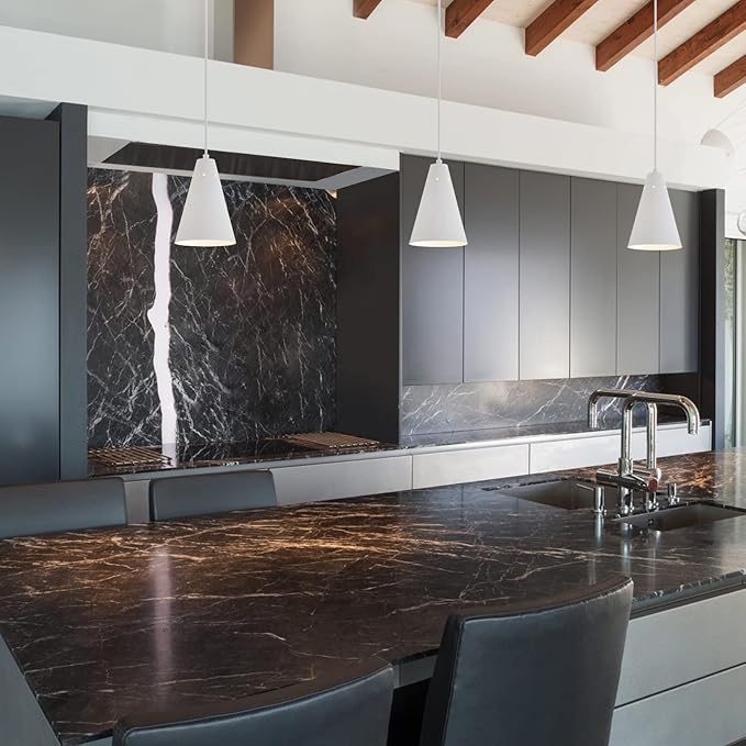 Dijiahua White Pendant Lights Kitchen Island,Dining Room Light Fixtures Over Table 3 Pack with Cone Metal Shade, Modern Farmhouse Mini Chandeliers,Adjustable Cord Hanging Lighting for Bar,Sink