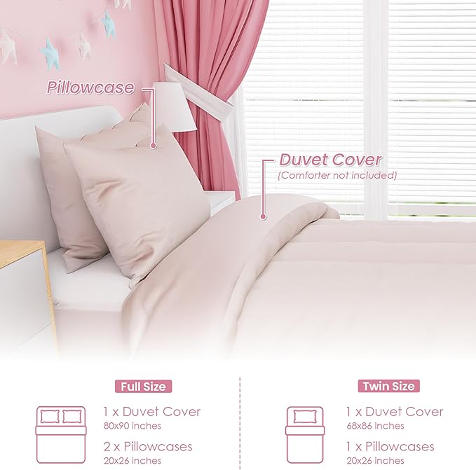 SANDJEST Beige Duvet Cover Sets Full Size for Kids Boys Girls, Incude 1 Polyester Comforter Cover 80x90 Inches and 2 Pillowcases 20x26 Inches, Comforter Not Included, Gift for Christmas Birthday